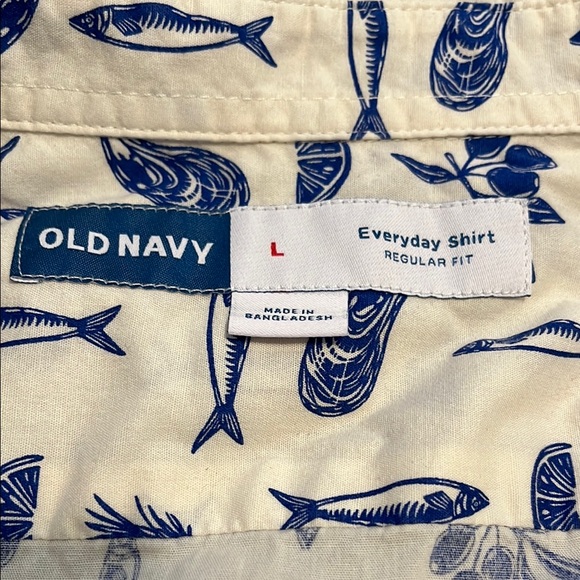 Old Navy Everyday Shirt Casual Button Down Cotton Mediterranean Novelty Print - Picture 6 of 9